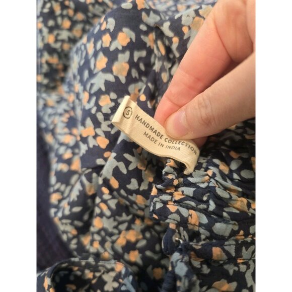 Mirth Vienna Cotton Floral Cottagecore Drawstring Lined Blue Maxi Dress Small S - Picture 13 of 14